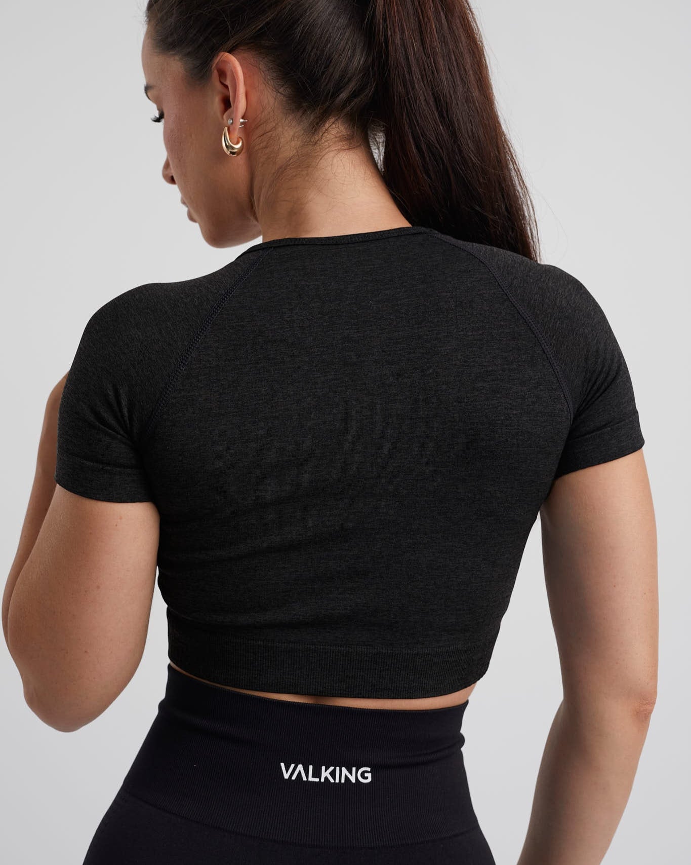 top manga corta para mujer negro