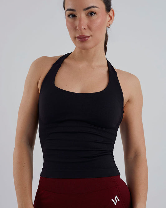 Camiseta cuello halter negro