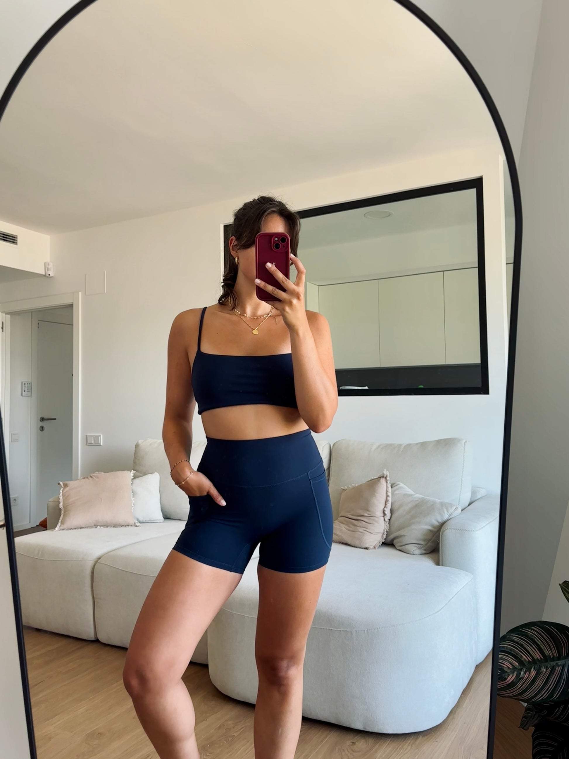 Short seamless bolsillos laterales azul Valking - vista frontal