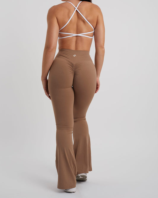 legging acampanado color crema para mujer 