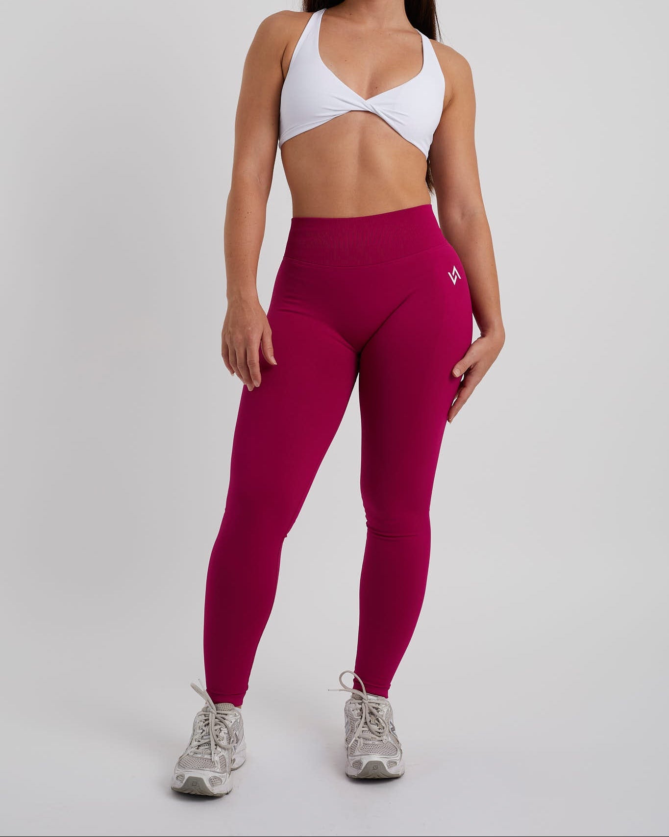 Conjunto deportivo para mujer con legging de tiro bajo fucsia