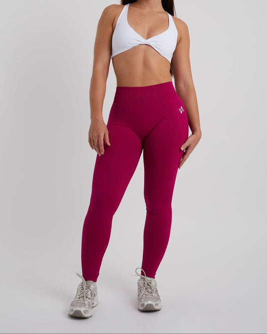 Conjunto deportivo para mujer con legging de tiro bajo fucsia