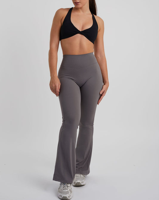 Leggings acampanados grises para mujer