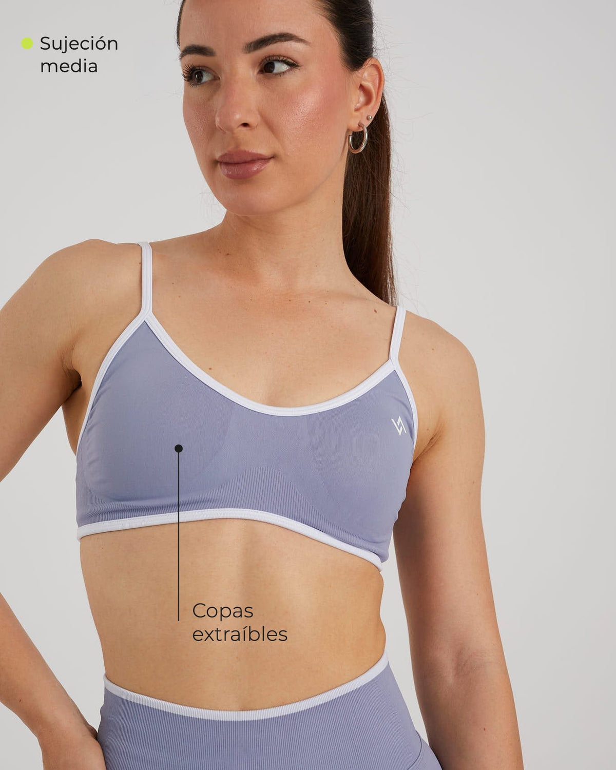 Top Tirantes Regulables Sculpt azul con copas extraíbles y sujeción media