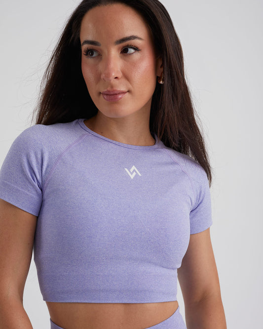 top manga corta color lila para mujer