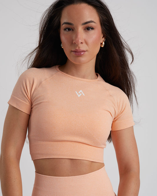 top manga corta color naranja para mujer