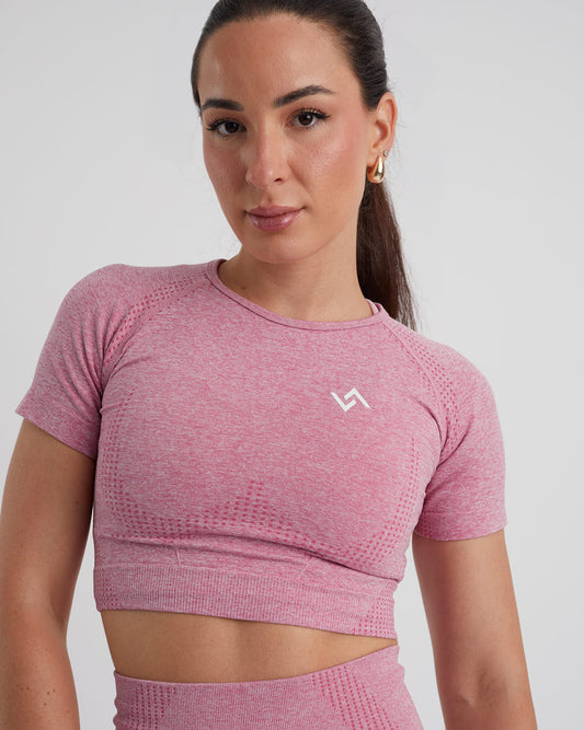 top de manga corta color rosa para mujer