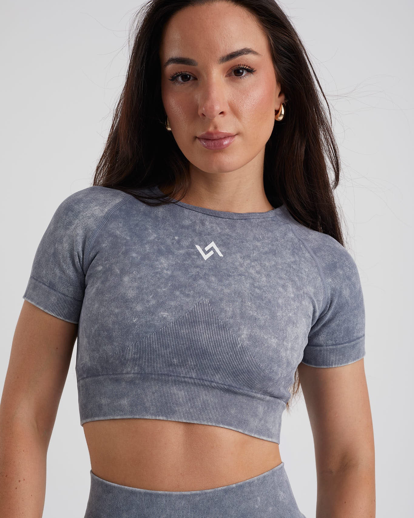 top manga corta color gris para mujer gym