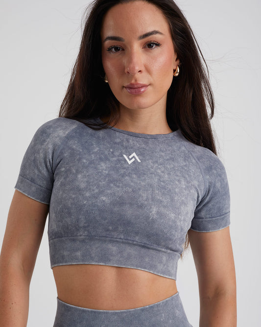 top manga corta color gris para mujer gym