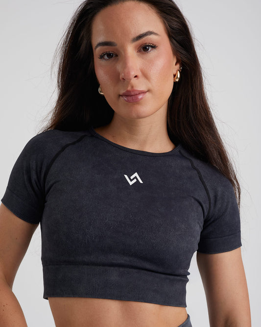 top manga corta color negro para gym